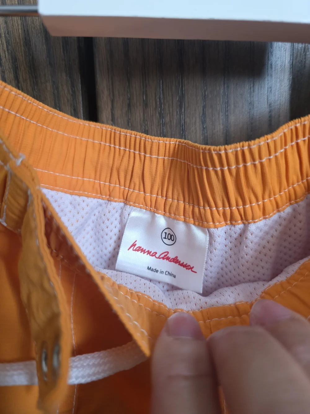 Hanna Andersson Orange Swim Trunks with Navy and Sky Blue Bands